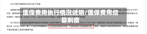 医保费用执行情况说明/医保费用结算制度-第1张图片